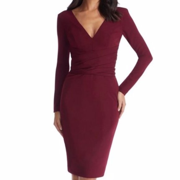 Dress the Population Dresses & Skirts - DRESS THE POPULATION 'DREW" FORMFITTING CREPE MIDI DRESS, NEW , SZ L